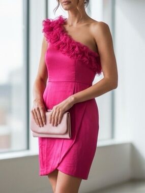 3.1 Phillip Lim Dress linen silk pink mini dress classy one shoulder ruffles